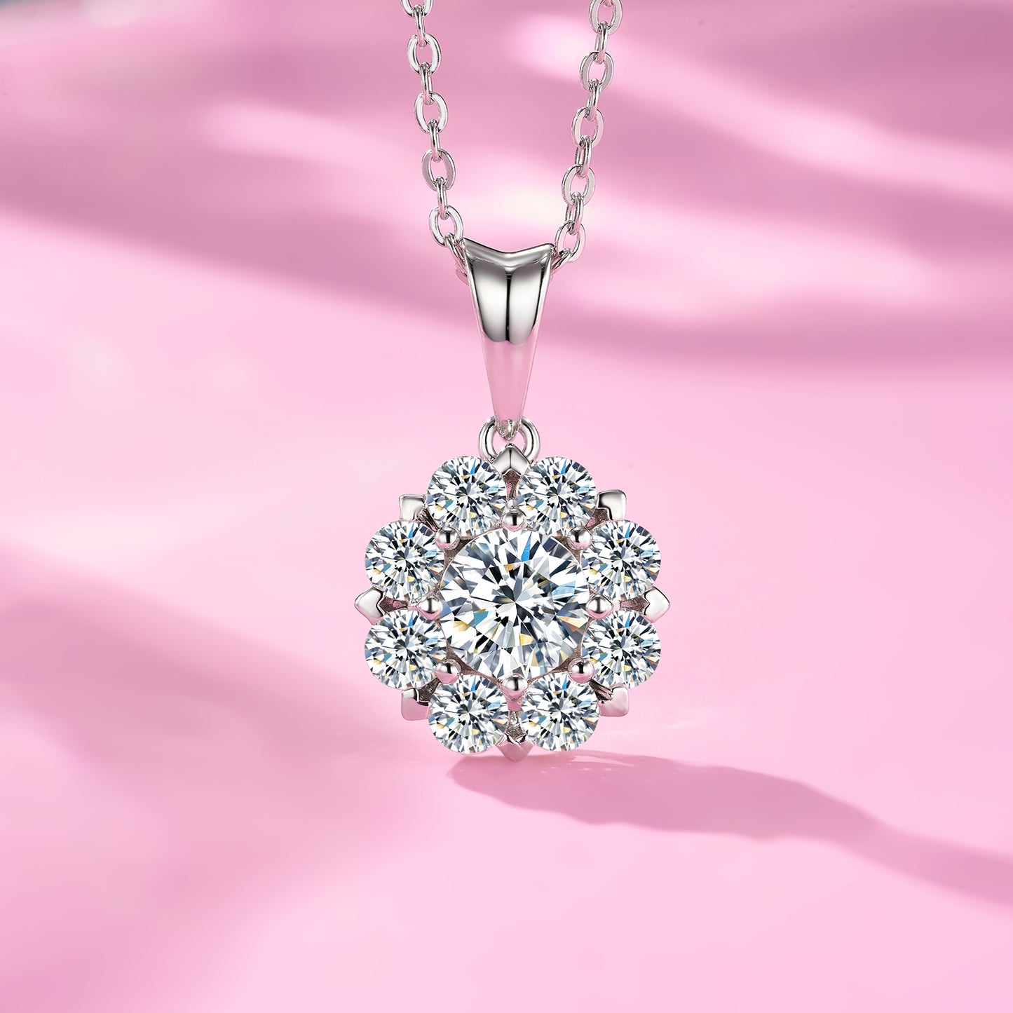 Collier Halo Argent S925 Moissanite 1ct - 40cm