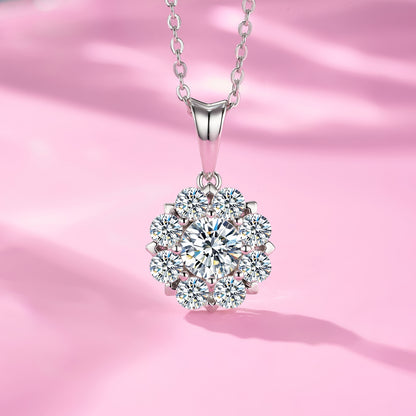 Collier Halo Argent S925 Moissanite 1ct - 40cm