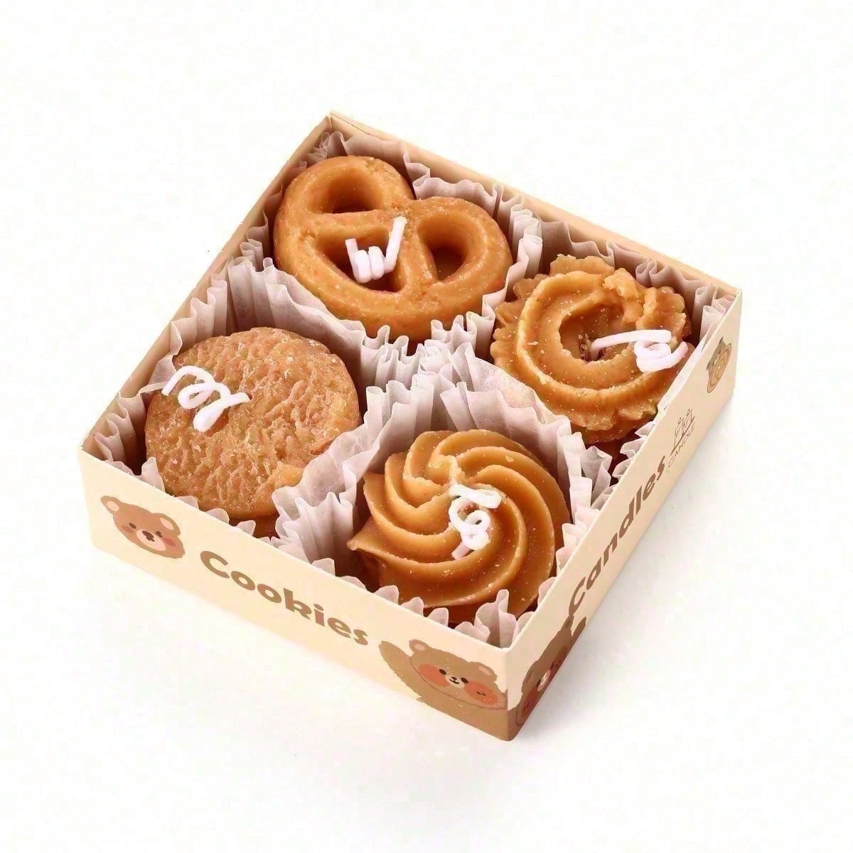 Cookie Shape Scented Candle Set 4PCS Coffee & Milk Aroma For Home Decor