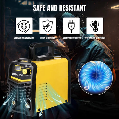 250A Welder Inverter Welding Machine 220V IGBT Electric LCD Welder with Electrode Holder Mask Welding Reds Mini Welder DIY Kits