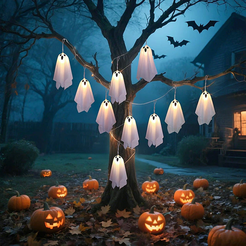 Halloween Ghost Lights – 8-Mode Waterproof String Lights for Indoor/Outdoor Party, Haunted House, Fireplace, Porch