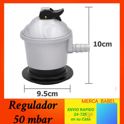 【Pieza or Kit】 1.5m Butane Hose with 2 Clamps, 50 Mbar Butane Head, Butane Gas Regulator Kit with 29 Mbar Safety Valve, Complete Sets or Loose Parts, Universal