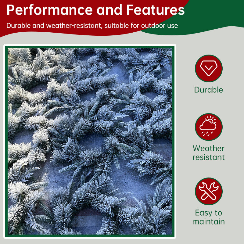 Flocked PVC Christmas Wreath - Artificial Vine Hanging Decor for Home, Door & Tree