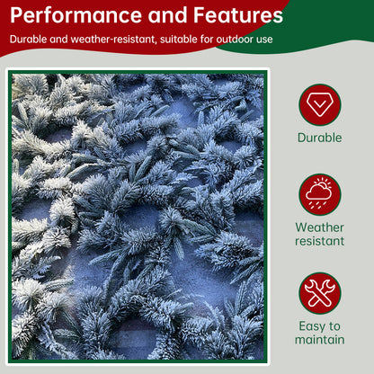 Flocked PVC Christmas Wreath - Artificial Vine Hanging Decor for Home, Door & Tree