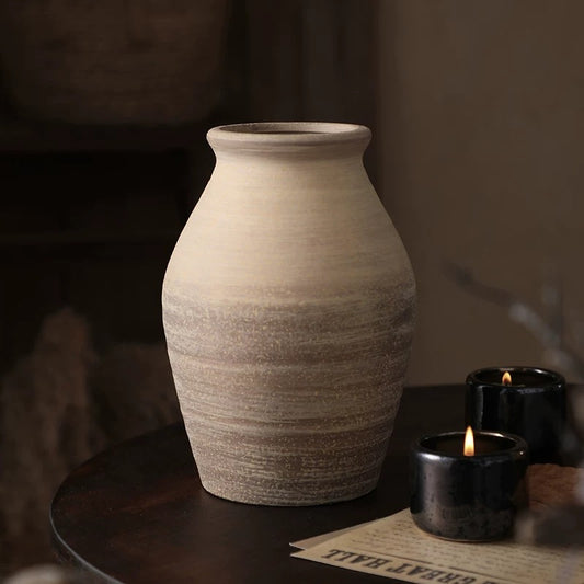 Vintage rough pottery vase decoration classical dried flower simulation flower arrangement vintage style floral ware