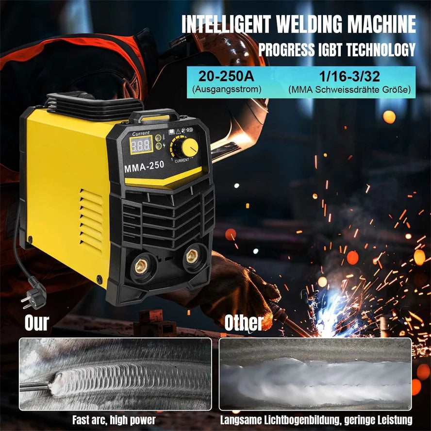 250A Welder Inverter Welding Machine 220V IGBT Electric LCD Welder with Electrode Holder Mask Welding Reds Mini Welder DIY Kits