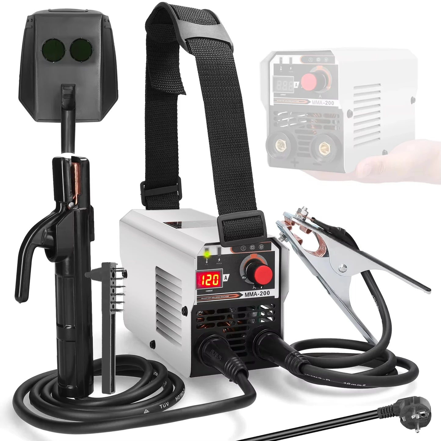 250A Welder Inverter Welding Machine 220V IGBT Electric LCD Welder with Electrode Holder Mask Welding Reds Mini Welder DIY Kits