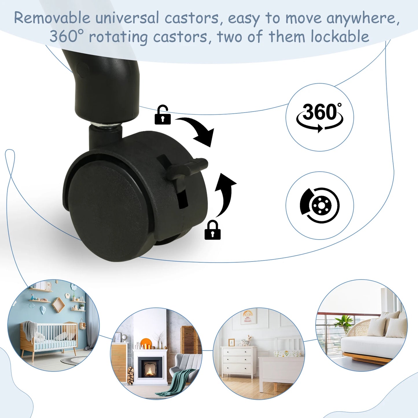 WOLTU Height Adjustable Portable Children Kids Cabinet Foldable Baby Changing Table with Wheels Storage Basket