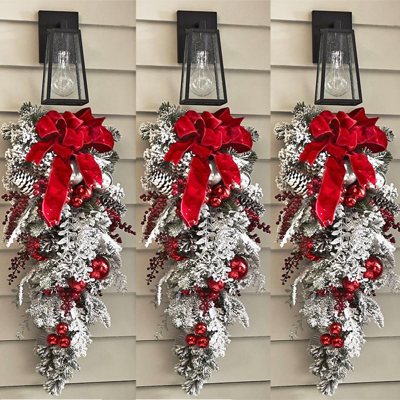 Flocked PVC Christmas Wreath - Artificial Vine Hanging Decor for Home, Door & Tree