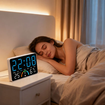 Digital Alarm Clock with Temperature & Humidity Display, Dual Alarm, Snooze