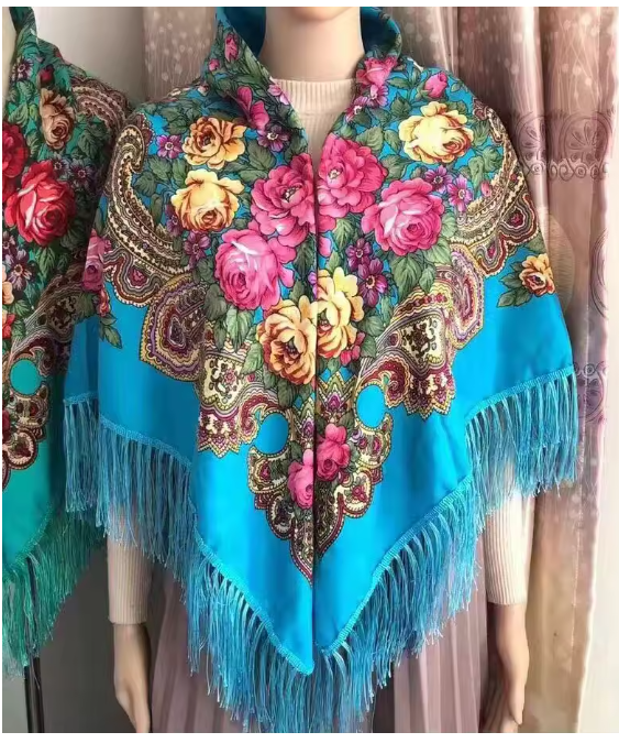 Sjaal etnische stijl 130x130 cm bedrukte vierkante sjaal hoofddoek