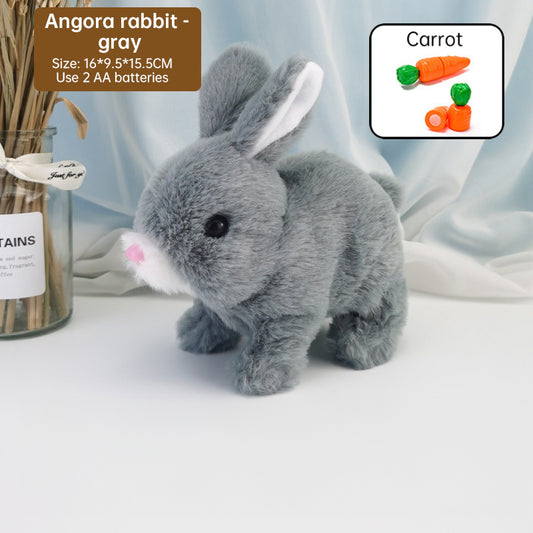 2025 Upgraded Interactive Bunny Toy. Hops, walks, talks, shakes ears. Plush Gift for Kids (Grey).