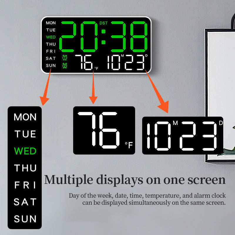 Digital Wall Clock with Temperature, LED Display, USB/Battery Power for Home Decor