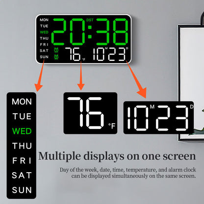Digital Wall Clock with Temperature, LED Display, USB/Battery Power for Home Decor