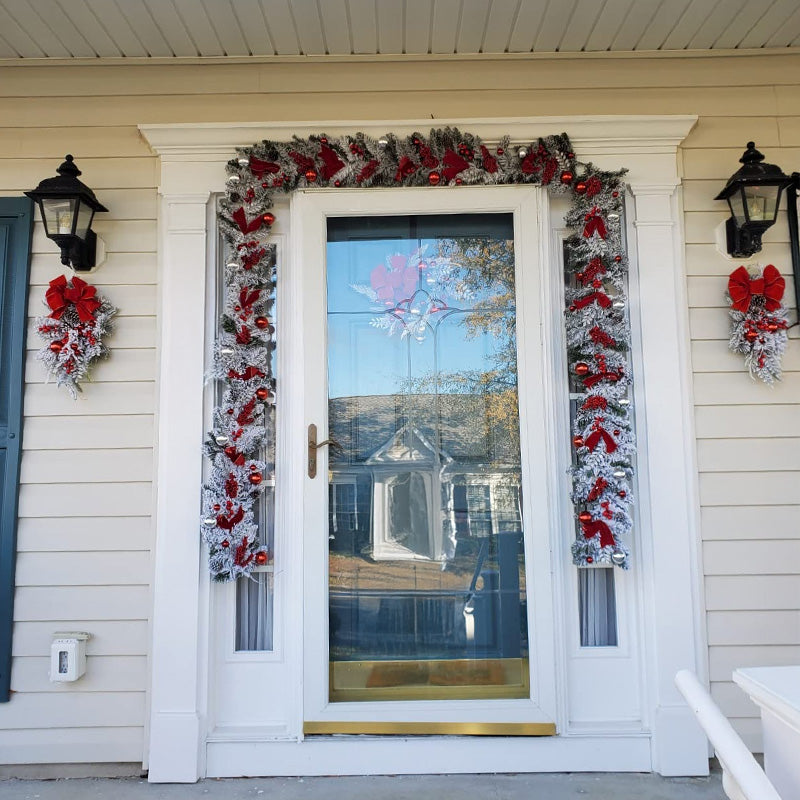 Flocked PVC Christmas Wreath - Artificial Vine Hanging Decor for Home, Door & Tree