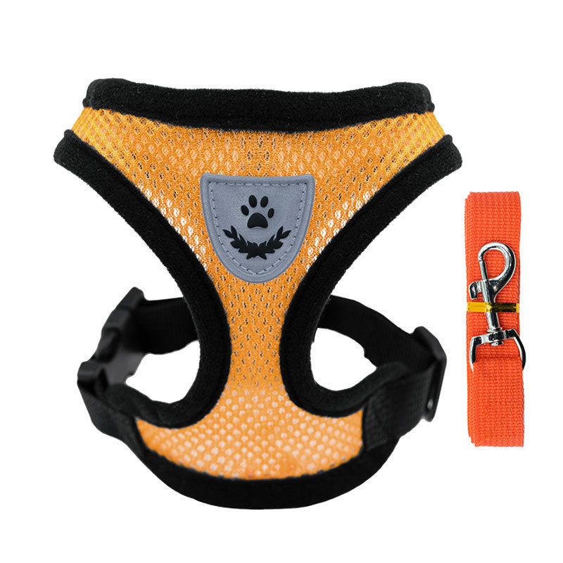 Adjustable pet harness set (small dogs/cats): vest, collar, leash. Fits French Bulldogs, Chihuahuas, etc.