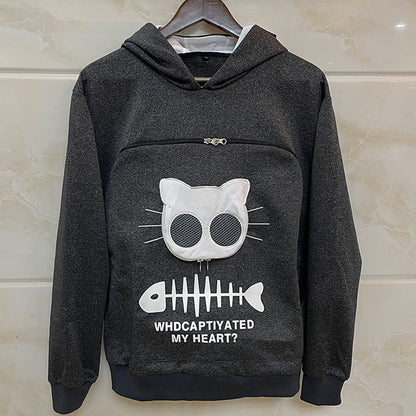 Cat Carrier Hoodie - Portable Pet Clothes for Walking, Cuddling, and Carrying Cats or Dogs