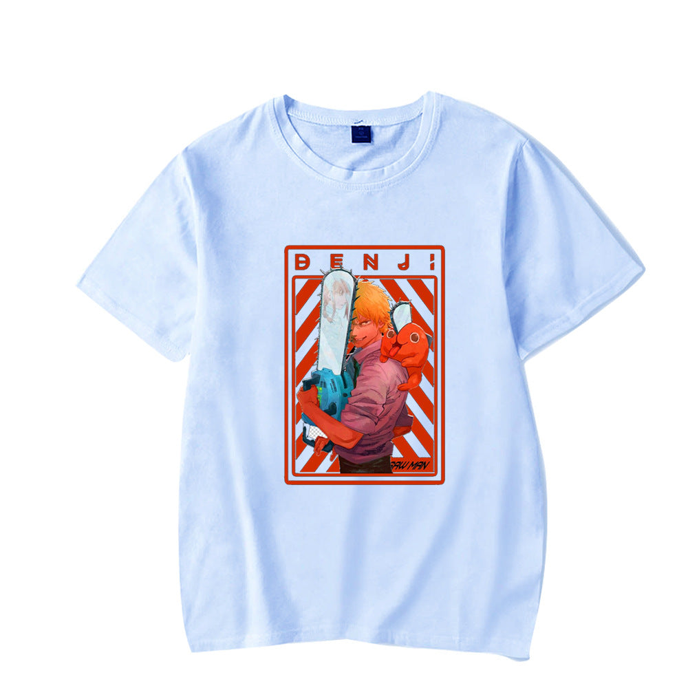 Chainsaw Man Denji Makima Printed Black Short Sleeve T-Shirt