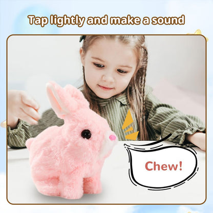 2025 Upgraded Interactive Bunny Toy. Hops, walks, talks, shakes ears. Plush Gift for Kids (Grey).