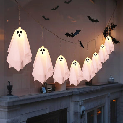 Halloween Ghost Lights – 8-Mode Waterproof String Lights for Indoor/Outdoor Party, Haunted House, Fireplace, Porch