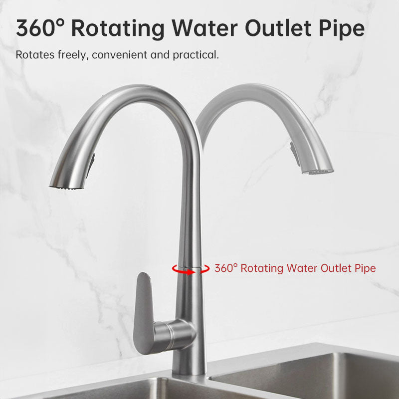 Removable 304 Stainless Steel Kitchen Sink in Polished Gold, with a pull-down faucet for hot and cold water.