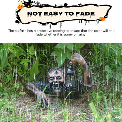 Halloween Zombie Crawl Horror Decor: Scary LED Lights, Zombie Clip Lantern, Outdoor Statue Light (1 Pc)