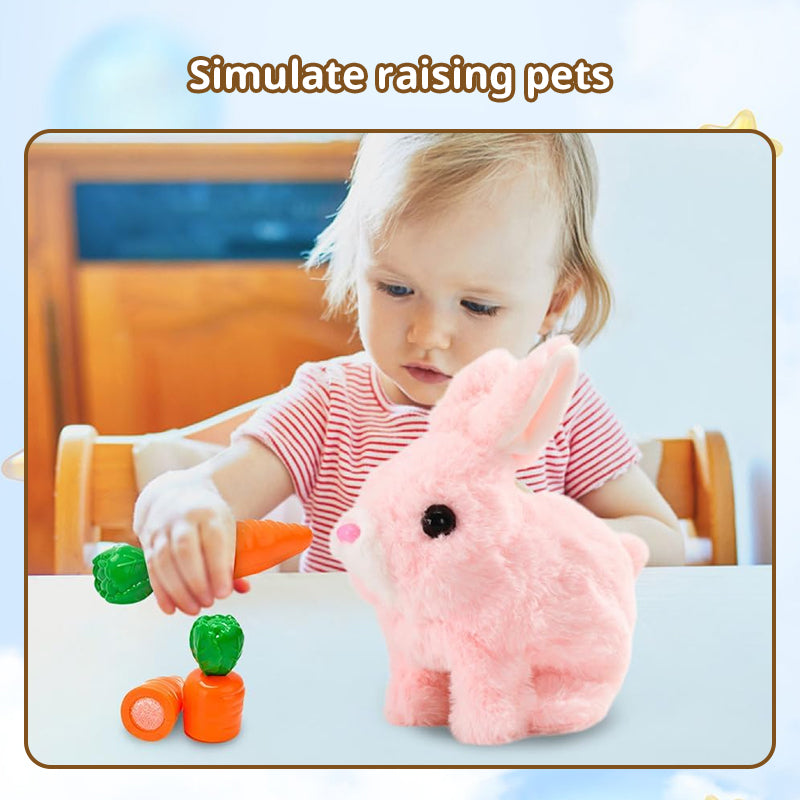 2025 Upgraded Interactive Bunny Toy. Hops, walks, talks, shakes ears. Plush Gift for Kids (Grey).