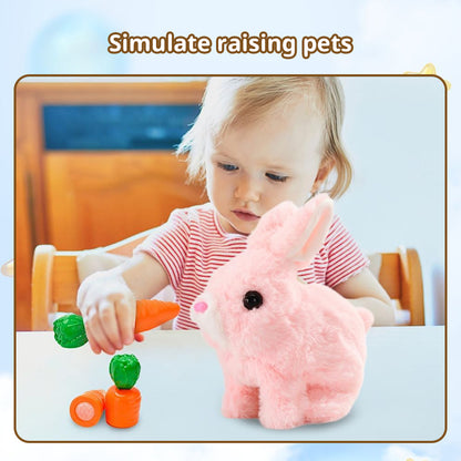 2025 Upgraded Interactive Bunny Toy. Hops, walks, talks, shakes ears. Plush Gift for Kids (Grey).