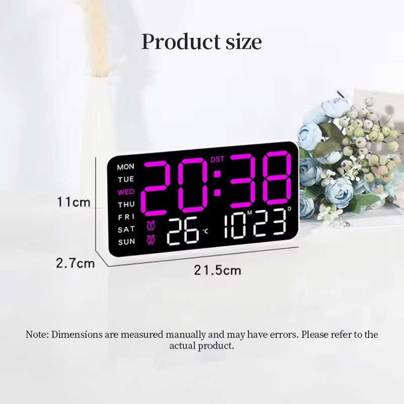 Digital Wall Clock with Temperature, LED Display, USB/Battery Power for Home Decor