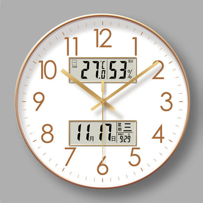 2025 New 10/12/14 - inch Electronic Calendar Wall Clock. Monitors temp & humidity. Dual - display. Mute. Quartz movement.