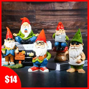 4pcs/Set Funny Mini Gnomes Playing Golf Dog Resin Dwarfs Sport Statue Cute DIY For Desk Bonsai Decoration Ornament Dropshipping