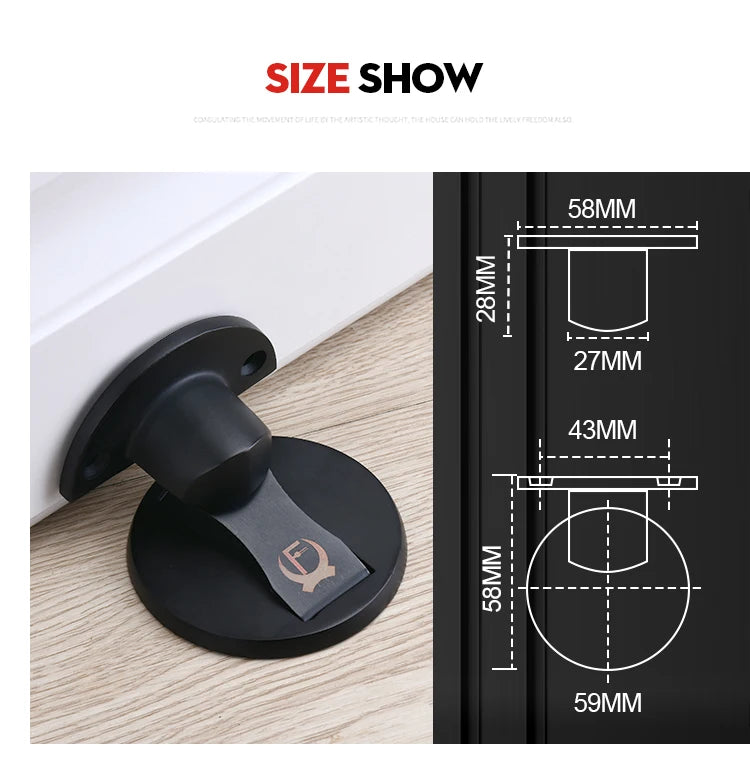 KAK Magnetic Door Stops 304 Stainless Steel Door Stopper Hidden Door Holders Catch Floor Nail-free Doorstop Furniture Hardware