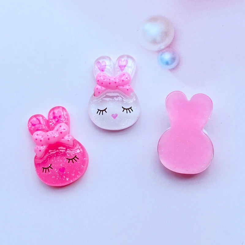 20Pcs Mini Cute Rabbit Flat Back Resin Art Supply Decoration Charm Craft Hair Bow Accessories H82