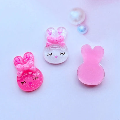 20Pcs Mini Cute Rabbit Flat Back Resin Art Supply Decoration Charm Craft Hair Bow Accessories H82
