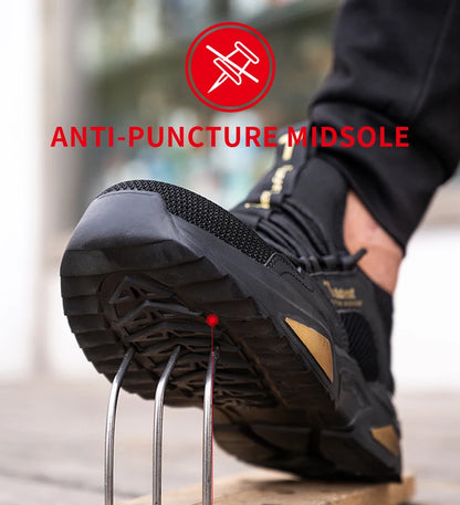 Safety Shoes Men Anti-Smashing Steel Toe Cap Puncture Proof Construction Lightweight Breathable Sneaker Work Boots Women Quality