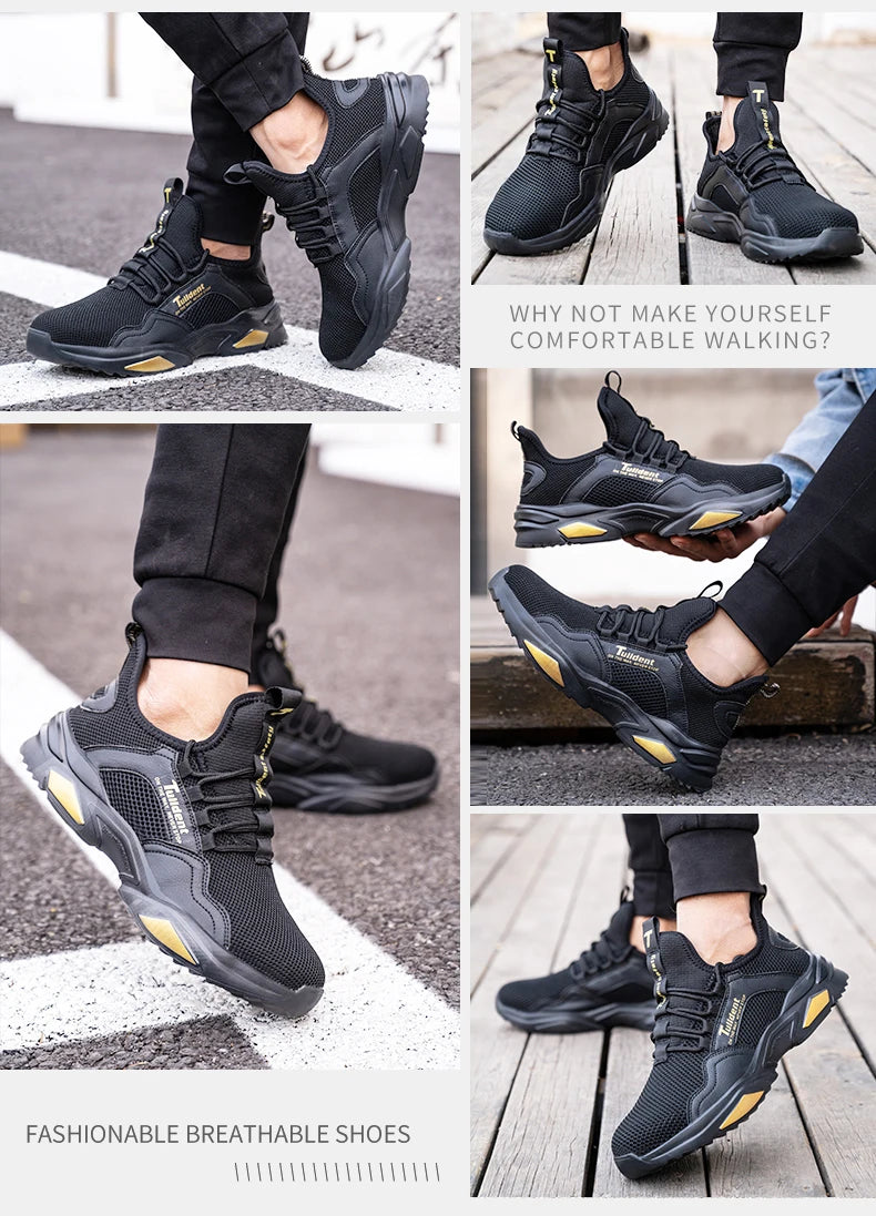 Safety Shoes Men Anti-Smashing Steel Toe Cap Puncture Proof Construction Lightweight Breathable Sneaker Work Boots Women Quality