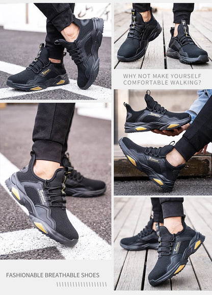 Safety Shoes Men Anti-Smashing Steel Toe Cap Puncture Proof Construction Lightweight Breathable Sneaker Work Boots Women Quality