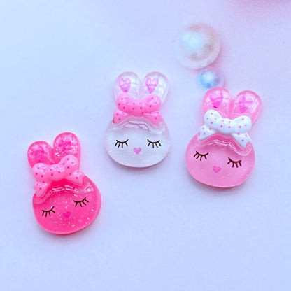 20Pcs Mini Cute Rabbit Flat Back Resin Art Supply Decoration Charm Craft Hair Bow Accessories H82