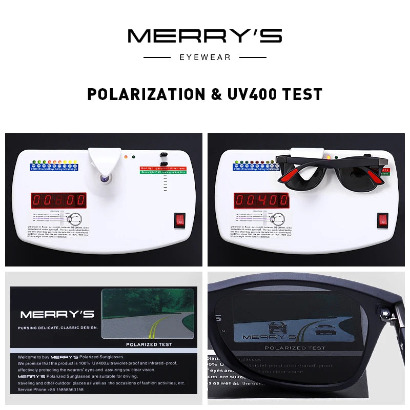 MERRYS DESIGN Men Women Classic Retro Rivet Polarized Sunglasses Lighter Design Square Frame 100% UV Protection S8508