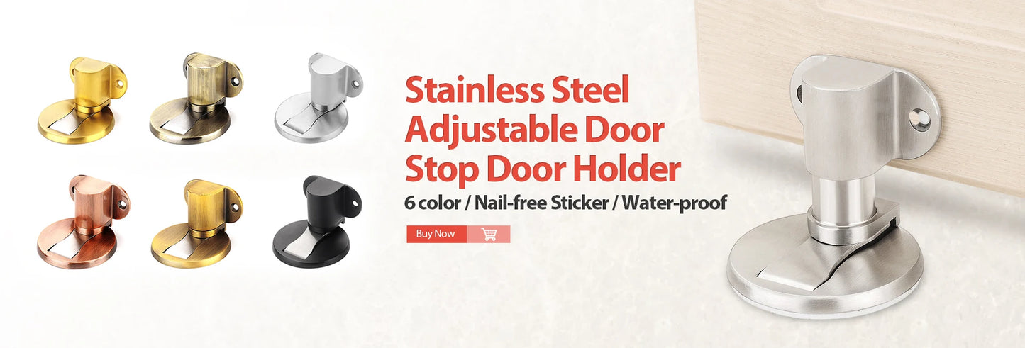 KAK Magnetic Door Stops 304 Stainless Steel Door Stopper Hidden Door Holders Catch Floor Nail-free Doorstop Furniture Hardware