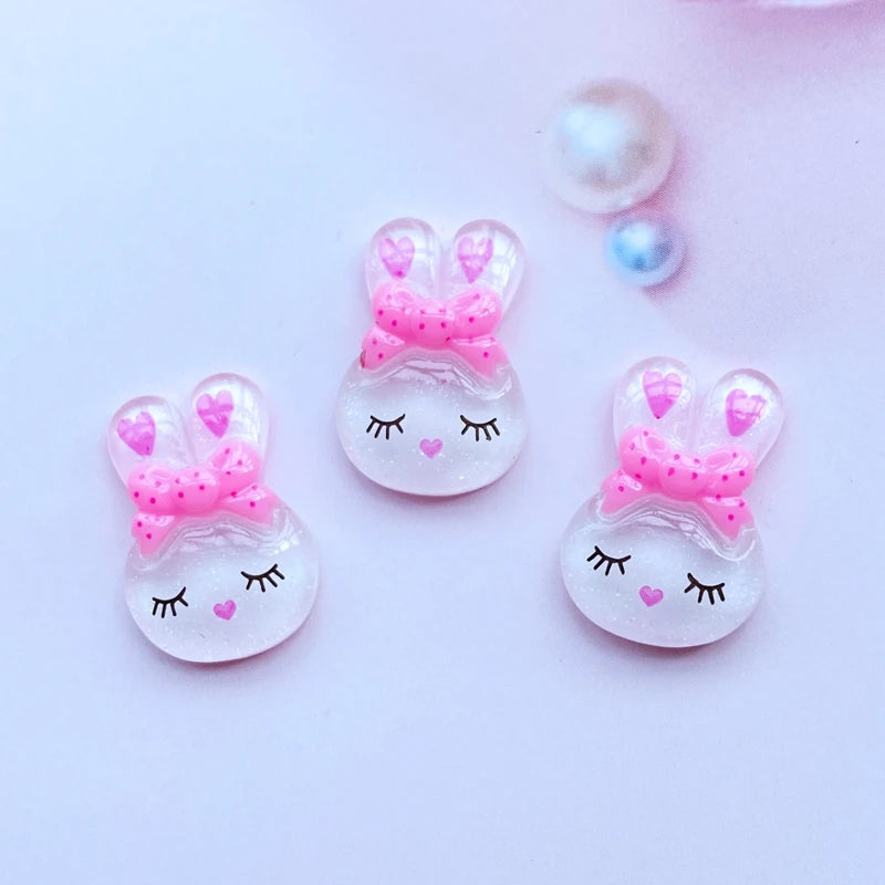 20Pcs Mini Cute Rabbit Flat Back Resin Art Supply Decoration Charm Craft Hair Bow Accessories H82
