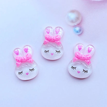 20Pcs Mini Cute Rabbit Flat Back Resin Art Supply Decoration Charm Craft Hair Bow Accessories H82