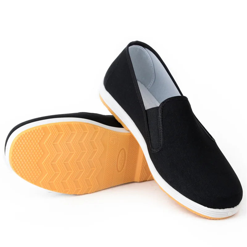 Large Size 38-47 Beef Tendon Bottom Breathable Elastic Mouth Black Cloth Shoes Casual Shoes Men and Women Drivers Single Shoes