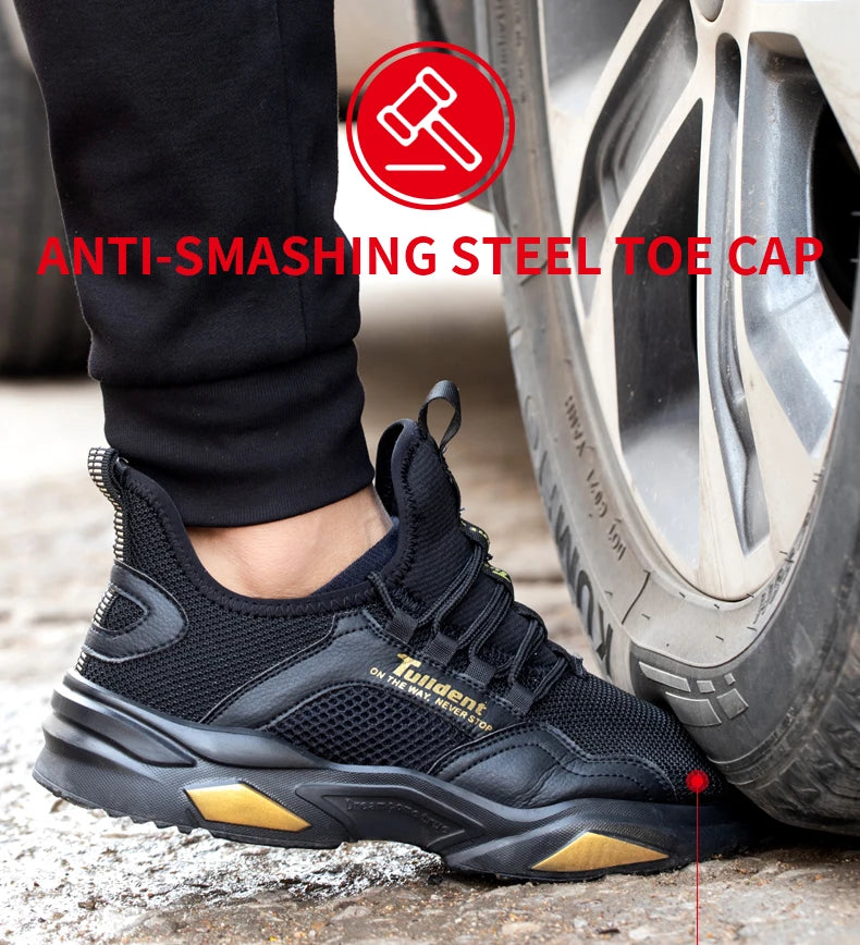 Safety Shoes Men Anti-Smashing Steel Toe Cap Puncture Proof Construction Lightweight Breathable Sneaker Work Boots Women Quality