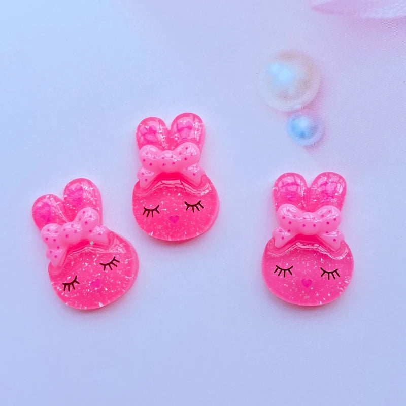 20Pcs Mini Cute Rabbit Flat Back Resin Art Supply Decoration Charm Craft Hair Bow Accessories H82