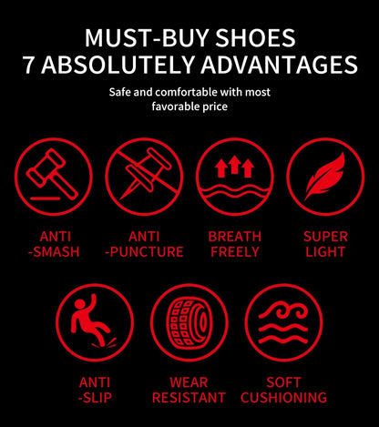 Safety Shoes Men Anti-Smashing Steel Toe Cap Puncture Proof Construction Lightweight Breathable Sneaker Work Boots Women Quality