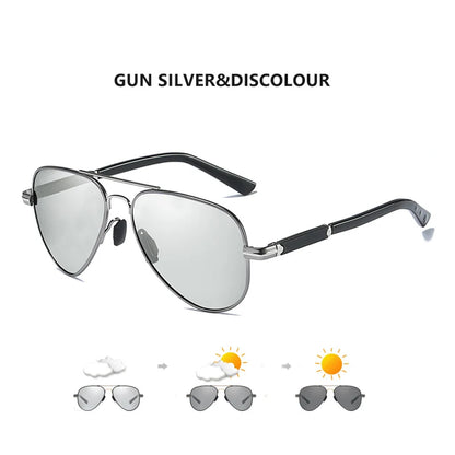 2022 New Trend Quality Titanium Alloy Sunglasses Polarized Men Photochromic Sun Glasses Women Pilot Mirror Shades Oculos De Sol