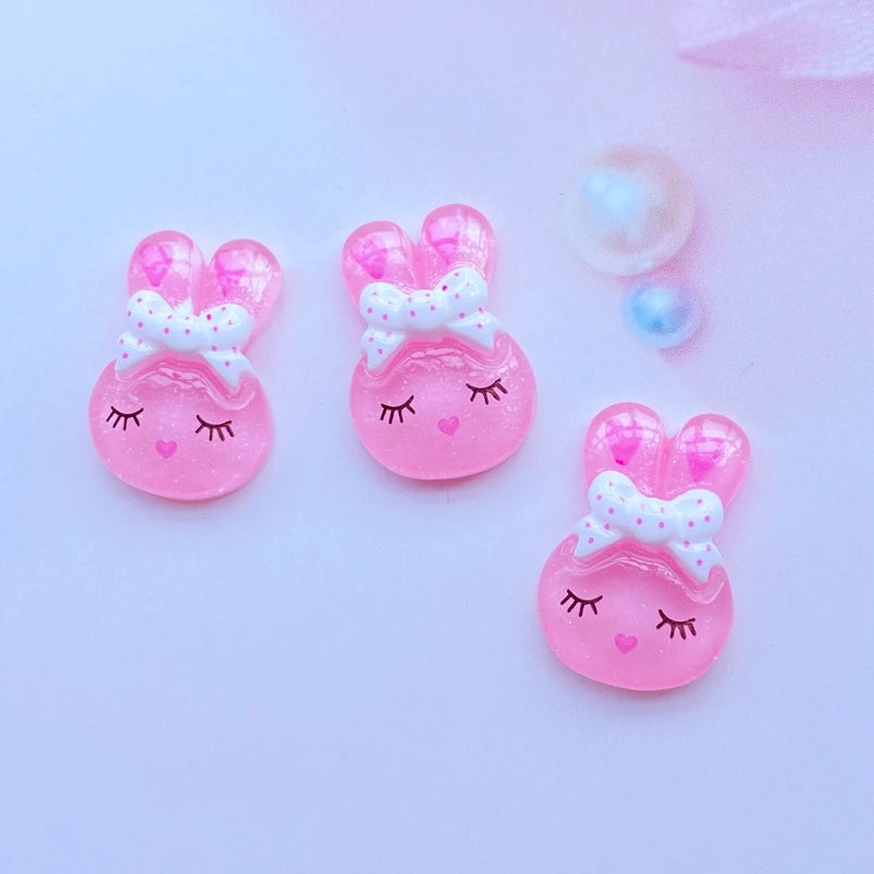 20Pcs Mini Cute Rabbit Flat Back Resin Art Supply Decoration Charm Craft Hair Bow Accessories H82