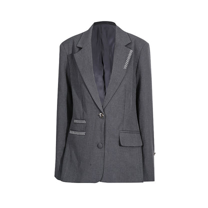 Two button embroidered long sleeved silhouette suit jacket