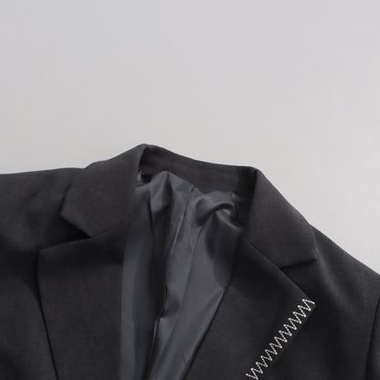 Two button embroidered long sleeved silhouette suit jacket